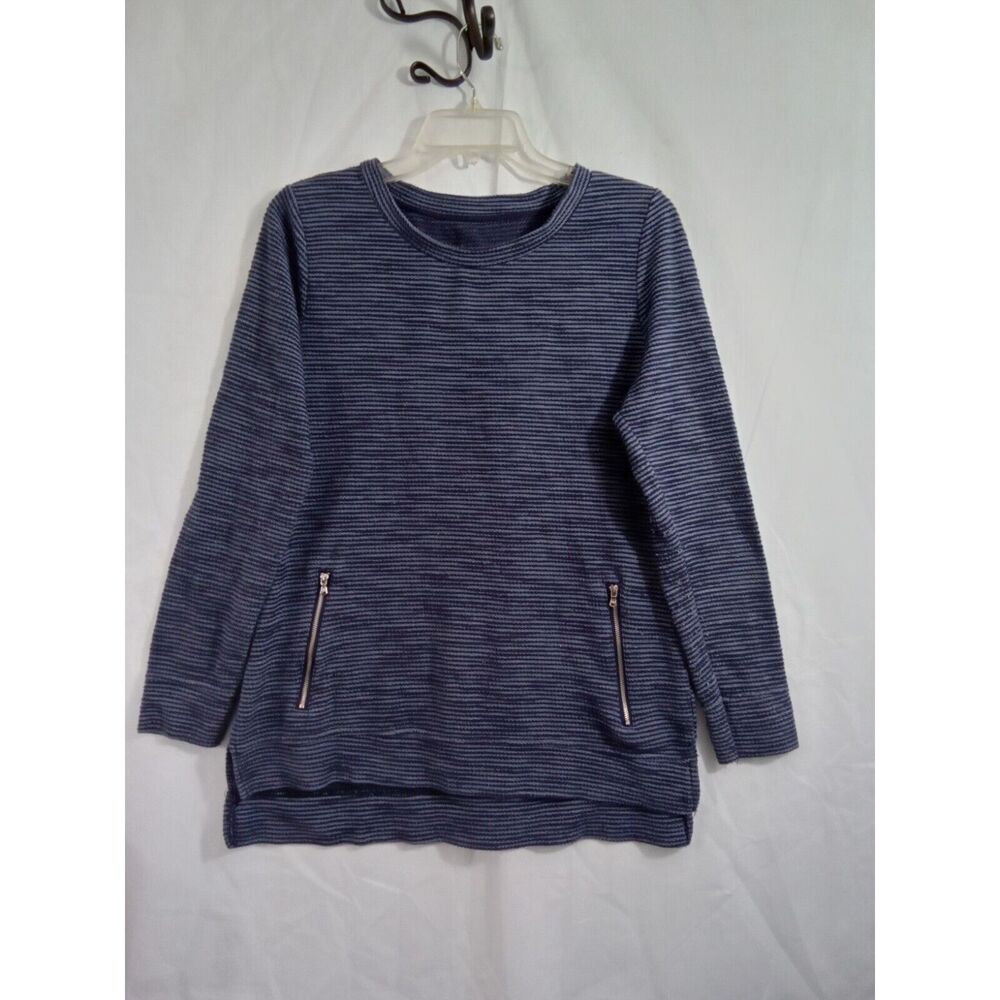 Blue 2 Toned Striped Long Sleeve Womens Top‎ Medium